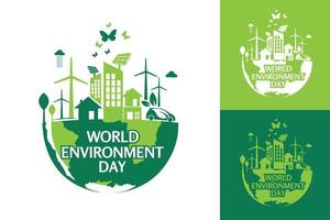 modèle de conception de logo de la journée mondiale de l'environnement vecteur