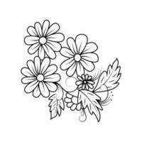 dessin floral noir et blanc. vecteur