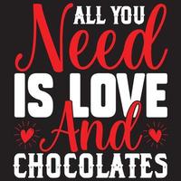 tout ce dont tu as besoin c'est de l'amour et des chocolats vecteur