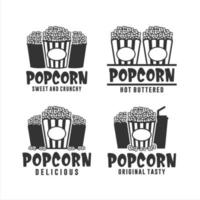 collection de logos pop-corn sucrés et croquants vecteur