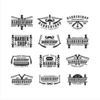 logos barbershop style vos collections de cheveux vecteur