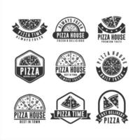 ensemble d'insignes de pizza meilleur en ville vecteur