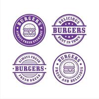 collection premium de conception de timbres burger vecteur