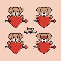 bonne saint valentin, chien mignon. vecteur