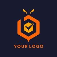 hexagone d'abeille avec le logo de la lettre b de typographie vecteur