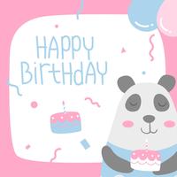 Joyeux anniversaire animaux Panda Cartoon Greeting vecteur