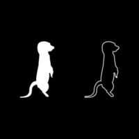 suricate en pose suricata suricatta silhouette couleur blanche illustration vectorielle image de style contour solide vecteur