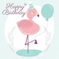 Carte de joyeux anniversaire Flamingo Vector