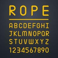 alphabet et numéro de police de corde. élément pour la conception graphique. illustration vectorielle vecteur