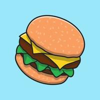 illustration d'icône de vecteur de dessin animé de délicieux burger au fromage