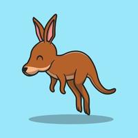 kangourou mignon sautant en l'air illustration d'icône de vecteur de dessin animé