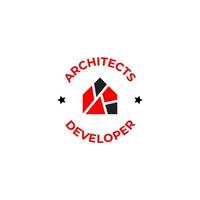 concept de logo de timbre de maison d'architecte développeur. illustration vectorielle vecteur