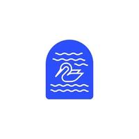 cygne de natation monoline dans le logo de la piscine. illustration vectorielle vecteur