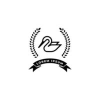 cygne monoligne avec logo de blé incurvé. illustration vectorielle vecteur