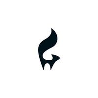 lettre abstraite g concept de logo de renard noir. illustration vectorielle vecteur