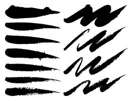 Série de coups de pinceau, coups de pinceau grunge d&#39;encre noire. Illustration vectorielle