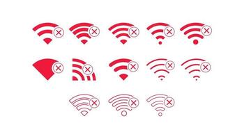 ensemble d'aucune connexion sans fil aucune icône wifi signe vecteur couleur rouge