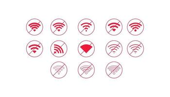 ensemble d'aucune connexion sans fil aucune icône wifi signe vecteur couleur rouge