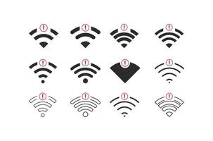 ensemble d'aucune connexion sans fil aucune icône wifi signe vecteur couleur noire