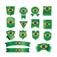 Drapeaux du Brésil, emblèmes et illustration du ruban