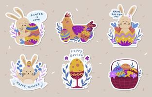 lapin de pâques stickers vecteur