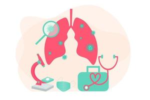 traitement des maladies respiratoires. inspection pulmonaire. pneumologie de l'illustration vectorielle humaine pour site Web, application, bannière. fibrose, virus, tuberculose, pneumonie, cancer, diagnostic pulmonaire que les médecins soignent vecteur
