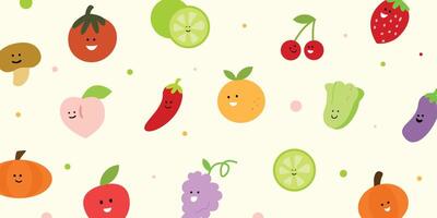 le motif abstrait des illustrations de fruits et légumes vecteur