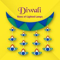 Carte d&#39;invitation pour le festival hindou de Diwali. Conception d&#39;illustration vectorielle en papier coupé style. vecteur