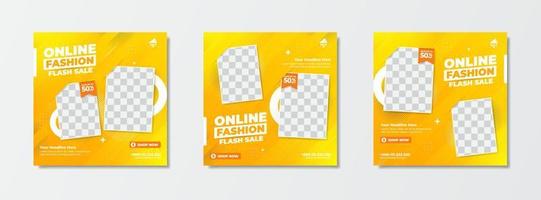 modèle de promotion de vente flash de mode en ligne pour la publication sur les réseaux sociaux. concept de fond de bande avec la couleur orange. vecteur