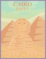 illustration vectorielle conception d'affiche de voyage rétro et vintage de pyramide, le caire, egypte vecteur