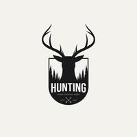 tête de cerf chasse logo insigne modèle vector illustration design. concept de logo de chasseur classique vintage
