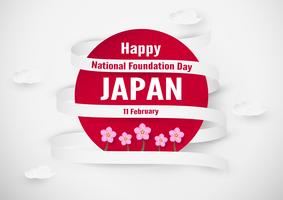 Bonne fête de la fondation nationale 2019 pour les japonais. Modèle de conception dans le style flatlay. Illustration vectorielle avec concept de papier découpé et artisanal. vecteur