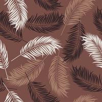 motif harmonieux de feuilles tropicales ou forestières, sur un fond marron isolé. vecteur