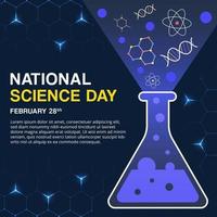 fond de la journée nationale de la science avec tube à essai et liquide chimique vecteur