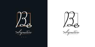 conception initiale du logo b et e avec un style d'écriture minimaliste et élégant. être un logo ou un symbole de signature pour le mariage, la mode, les bijoux, la boutique, l'identité botanique, florale et commerciale vecteur