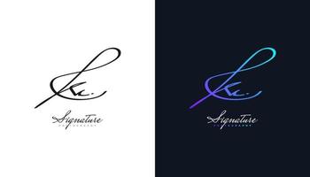 logo initial de la signature k et c avec un style d'écriture coloré. logo ou symbole de signature kc pour le mariage, la mode, les bijoux, la boutique, l'identité botanique, florale et commerciale vecteur
