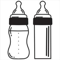 silhouette de biberon, illustration vectorielle de contour de bouteille de lait