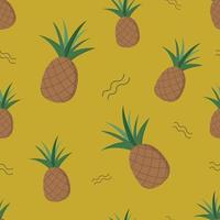 modèle sans couture avec ananas. fond jaune. illustration vectorielle vecteur