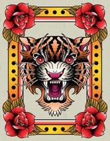 tatouage traditionnel de tigre vecteur