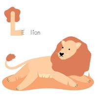 alphabet des animaux. l pour lion vecteur