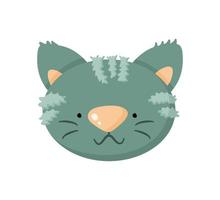 visage de chat rayé de dessin animé mignon. personnage animal drôle. illustration vectorielle plane. vecteur