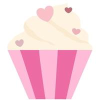 cupcake rose en forme de coeur. vecteur
