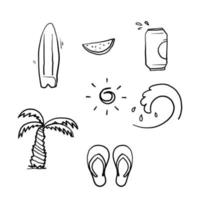 illustration d'élément d'été doodle dessiné à la main avec vecteur de style dessin animé isolé