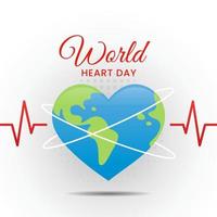 illustration de la journée mondiale de la santé avec le vecteur de coeur de forme mondiale
