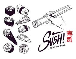 illustration de jeu de sushi vecteur