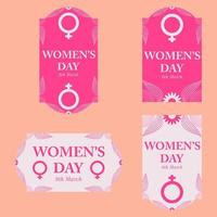 collection de badges pour la journée des femmes rose plat vecteur