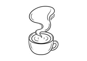 café dessiné à la main avec de la fumée dessus vecteur