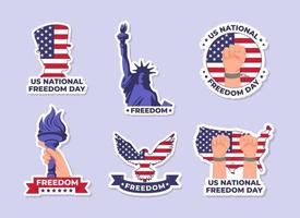 collection d'autocollants de la journée nationale de la liberté des états-unis vecteur