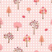 motif harmonieux de forêt printanière colorée sur fond rose, peut être utilisé pour le papier peint, le tissu, le textile, les produits pour enfants et tous les imprimés vecteur