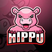 création de logo esport mascotte hippopotame vecteur